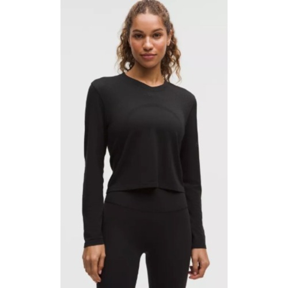 Lululemon Swiftly Tech Long Sleeve Shirt Womens 6 Black Cropped Athleisure Run